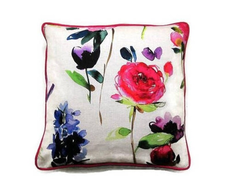 Bluebellgray red Rose Linen Cushion Cover Red Etsy UK