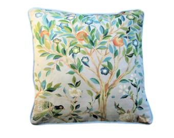 William Morris "Melsetter", Arts and Crafts, grey, blue and green linen cushion cover, throw pillow cove, home decor 18 inches square.