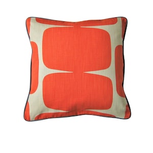 Scion Lohko, Paprika / Pebble, orange and light grey linen and cotton blend cushion cover, throw pillow cover, home decor.