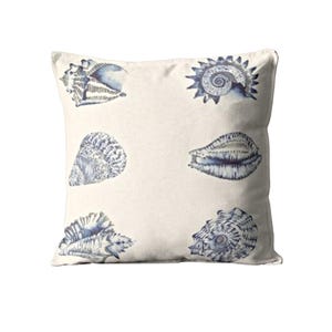 Harlequin, Kabibi, indigo blue and white, coastal linen viscose mix cushion cover, seaside throw pillow cover, home decor.