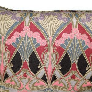 Tela Liberty "Ianthe", diseño Art Nouveau de principios de los 80, funda de cojín rosa, gris y lila, funda de almohada, decoración para el hogar. imagen 3