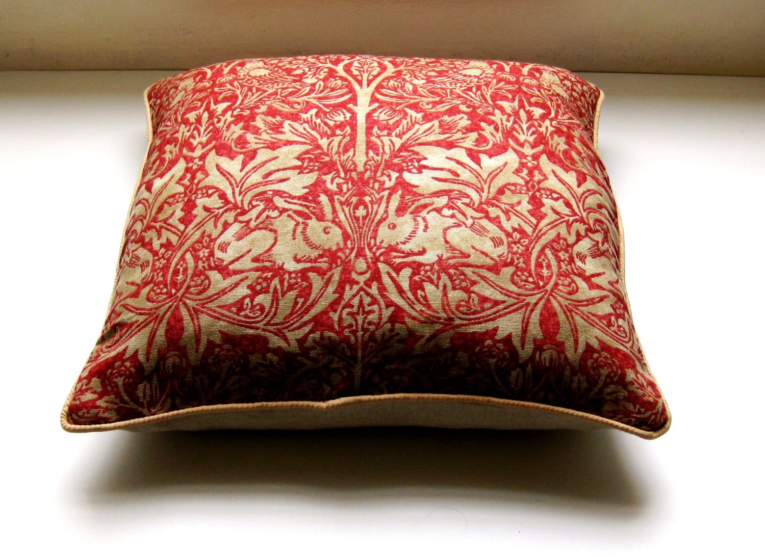 Morris and Co. Brer Rabbit, Arts and Crafts, Rust Red and Beige Linen ...