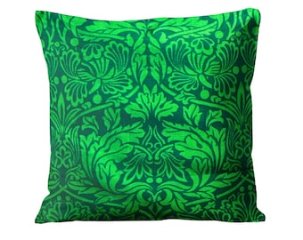 Zoffany printed green 100% silk cushion cover, Art Nouveau, throw pillow cover, homeware decor.