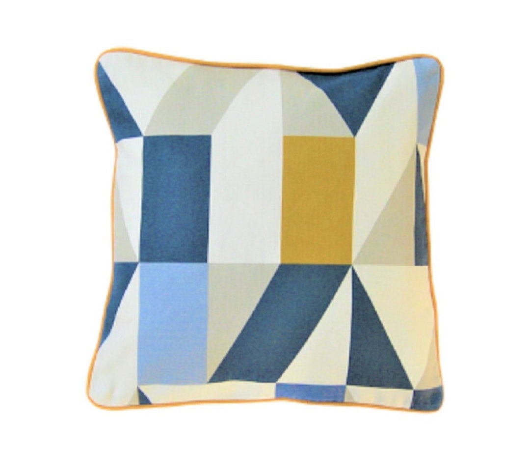 Cushion Cover, Scion Nuevo, Blue, Mustard Yellow and Grey Cotton