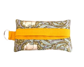 Pocket tissue holder, personalised William Morris Pimpernel tissue case, personalised tissue pouch,.