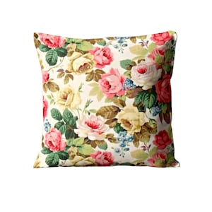 Sanderson &quot;Little Chelsea&quot;, pink, green and yellow  floral cotton cushion cover, throw pillow cover, homeware decor.