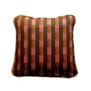 Liberty mid 70s geometric stripes, orange, green, brown cotton cushion cover, throw pillow cover, homeware decor 16 X 16 inches.