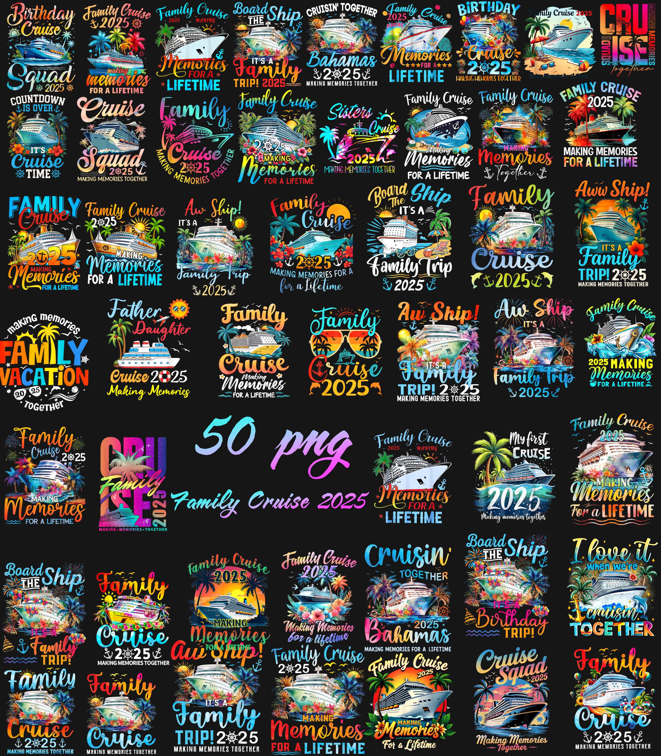 Family Cruise 2025 Watercolor Png Bundle, Family Cruise 2025 Png, Summer Vacation Shirt Designs, Sublimation, Instant Download, Png Files