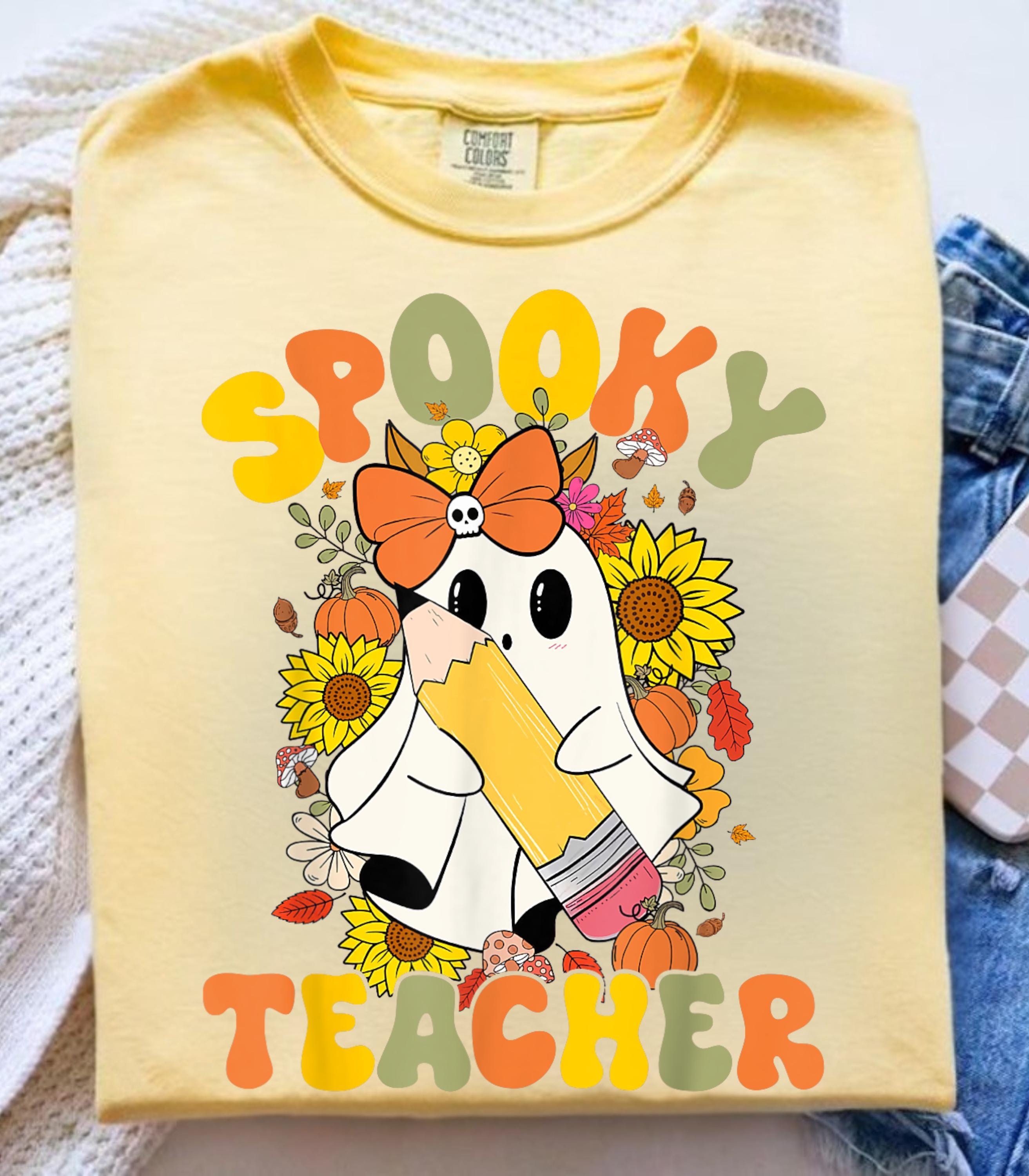 Teacher Halloween Png, Preppy Halloween Teacher Pencil Png, Trick or Teach Png, Halloween Png, Teacher Ghost Shirt Png, Halloween Shirt Png