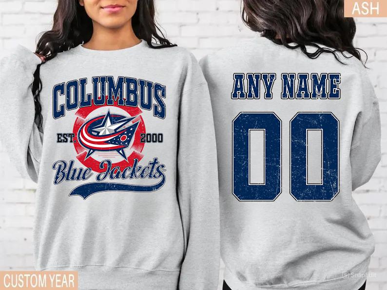 Discover Personalized Columbus Blue Jackets Sweatshirt with Name and Number