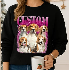 Personalisiertes Vintage Bootleg Haustier-Shirt Haustierfoto + Name Personalisiertes Hundeportrait Personalisiertes T-Shirts Katzen-Shirt 90&#39;s Tee
