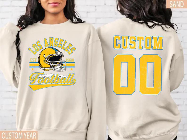 Discover Personalized Los Angeles Football Sweatshirt, Crewneck, Custom Football Player Tee