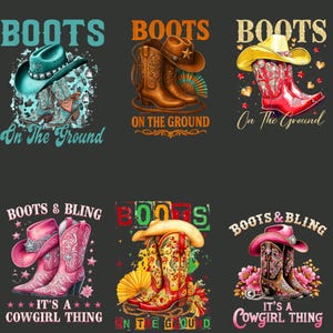 Boots On The Ground Bundle, Boots On The Ground Cowgirls Boot Cowboy, Where Them Fans At Digital PNG
