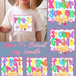 Preppy Back to School Floral Bundle Png, First Day Of School Png, Preppy School Png, School Bundle Png, First/Second/Third Grade Design