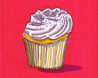 Vanilla Cupcake-5x7 inch Print from Original Illustration
