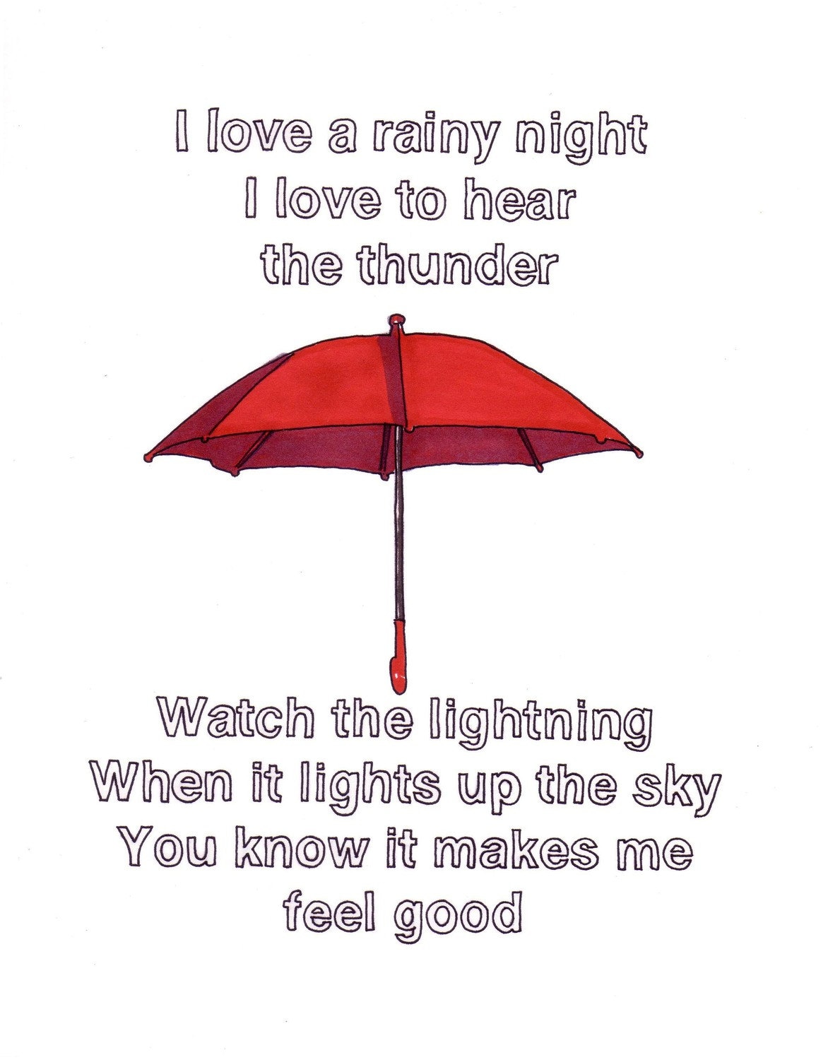 I Love A Rainy Night/umbrella- 8x10 Print From Original