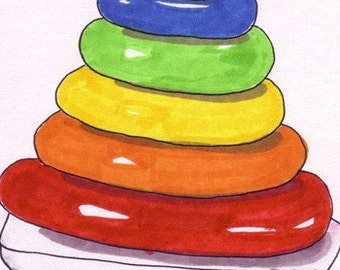 Stacking Rings-5x7 inch Print from Original Illustration