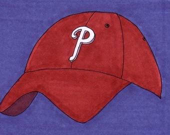 Phillies Cap (Blue)-5x7 inch Print from Original Illustration