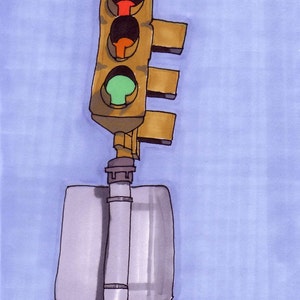 Verkeerslicht: 5 x 7 inch (afdruk van originele afbeelding)