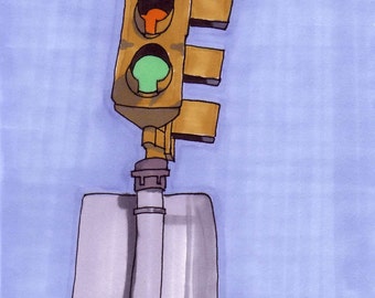 Traffic Light-5x7 inch Print from Original Illustration