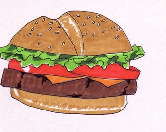 Cheeseburger-5x7 inch Print from Original Illustration