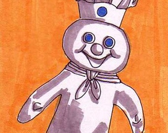 Illustration encadrée doughboy-original de 5x7 pouces