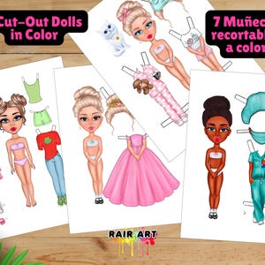 Paper Dolls Cut outs | Printable Clothes & Accessories for Play | 12 Printable Paper Dolls | Fashion to Color ¡Cut Outs PDF!