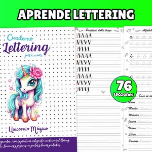 Lettering para Niños y Adolescentes | Libro de Caligrafía y Brush Lettering PDF | 76 Ejercicios Lettering Principiantes | Descarga e Imprime