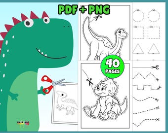 Dinosaur Coloring Activity Book PDF | Printable Pages for Kids | Cutouts, Crafts, and Scissor Activities