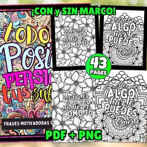 Libro para Colorear Frases Motivadoras en Español con Mandalas, Patrones y Flores en Formato PDF | Frases Motivadoras para Colorear Niños