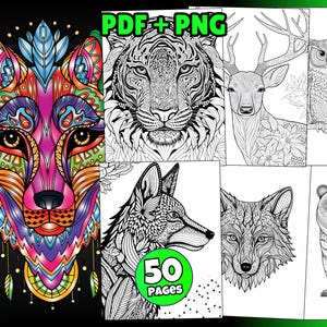 Mandala di Animali da Colorare PDF | 50 Pagine Rilassanti per Adulti e Adolescenti | Arte Antistress Stampabile | Regalo Originale