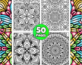 Mandalas att färglägga | 50 mandala-målarbilder för barn | Vackra utskrivbara mandalamönster att färglägga | Avkopplande konst