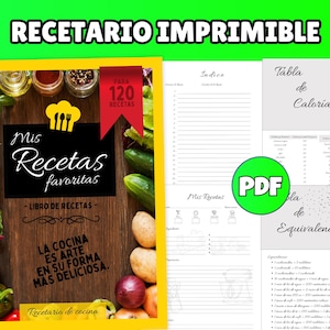 Libro de Cocina Digital Español | Planificador de Comidas Imprimible PDF | Recetario Goodnotes Personalizable | Plantilla para Recetas