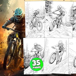 Mountain Bike Coloring Book PDF | 35 Printable Pages of MTB, Enduro, and Downhill for Kids and Adults Extreme Fun