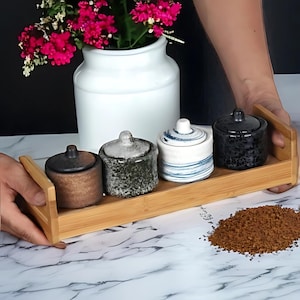 Japanese Ceramic Spice Jars | Handcrafted Canister with Lid Floral  | Tea Time Storage Canister Set | Housewarming Gifts