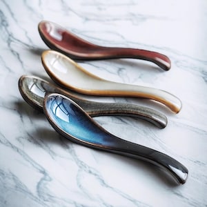 Japanese Curved Ceramic Soup Spoon | Unique Stylish Dining Spoon | Perfect for Home & Restaurants | Creative Tableware
