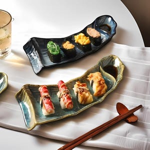 Japanese Ceramic Sushi Plate | Porcelain Serving Platter | Perfect Gift for Sushi Lovers | Japanese Tableware