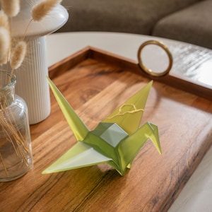 Kintsugi Origami Crane | Handmade Resin Origami Crane | Sage