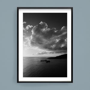 Black and White Island Photography Print, Saint Maarten Travel Photography, Tropical Seascape Photography, Fine Art Print, Wall Art