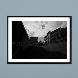 Black and White Town Photography Print, Spanish Town Black and White Photography Print, Fine Art Home Decor, Black and White Fine Art Print