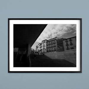 Black and White Town Photography Print, Spanish Town Photography Print, Fine Art Home Decor, Black and White Fine Art Print