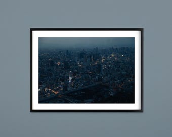 Osaka Japan City View Print, Japanese Cityscape Print, Japanese Street  Photography,  Blue Hour Cityscape Print, Fine Print Wall Art