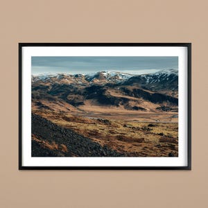 Stampa di paesaggio islandese, paesaggio montano surreale, stampa fotografica di catene montuose, paesaggio in terracotta, stampa artistica da parete con stampe raffinate