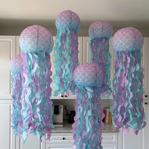 Mermaid Jellyfish Paper Lanterns, Under the Sea Birthday Decor, Ocean Theme Decor, Baby Girl 1st Birthday Decorations