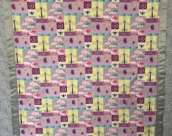 Satin Trim Flannel Blanket - Elephants