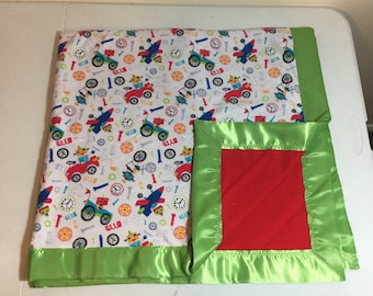 Satin Trim Flannel Robot Blanket