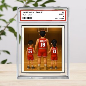 Regalos para esposos, tarjeta coleccionable de papá, abuelo, hombre y niños, número 1 del baloncesto, placa acrílica personalizada, regalo del Día del Padre para papá del baloncesto.