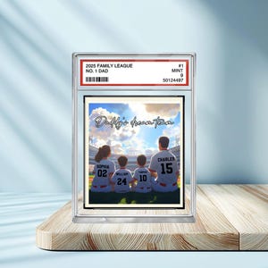 Bloque acrílico personalizado para papá futbolista número 1, edición Sunset del equipo de ensueño de papá, tarjeta deportiva familiar personalizada, regalo para el Día del Padre para papá futbolista