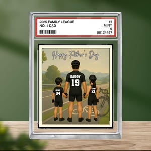 Custom Family Biking Gift in Trading Card Style, Personalized Acrylic Block Plaque, Father's Day Gift for Cycling Dad, Husband Gifts