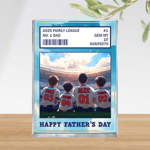 N° 1 footballeur, papa, grand-père, homme et enfants, style carte à collectionner, plaque acrylique personnalisée, cadeau d'anniversaire pour la fête des pères pour amateur de football, joueur de football